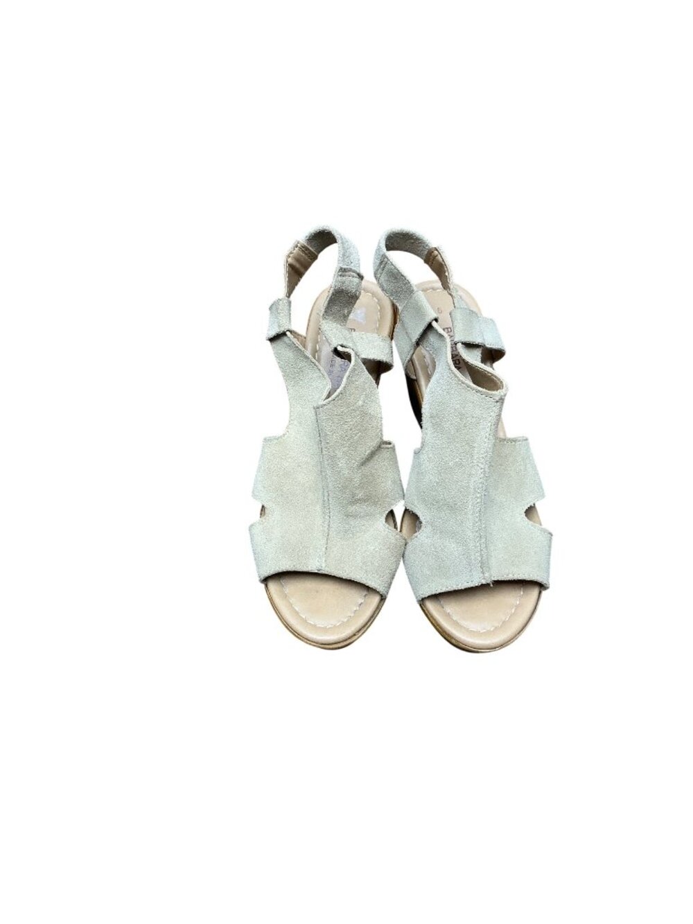 Barbara Barbieri Beige Suede Wedge Sandals Cutout Slingback wedge  Heels Sz 6